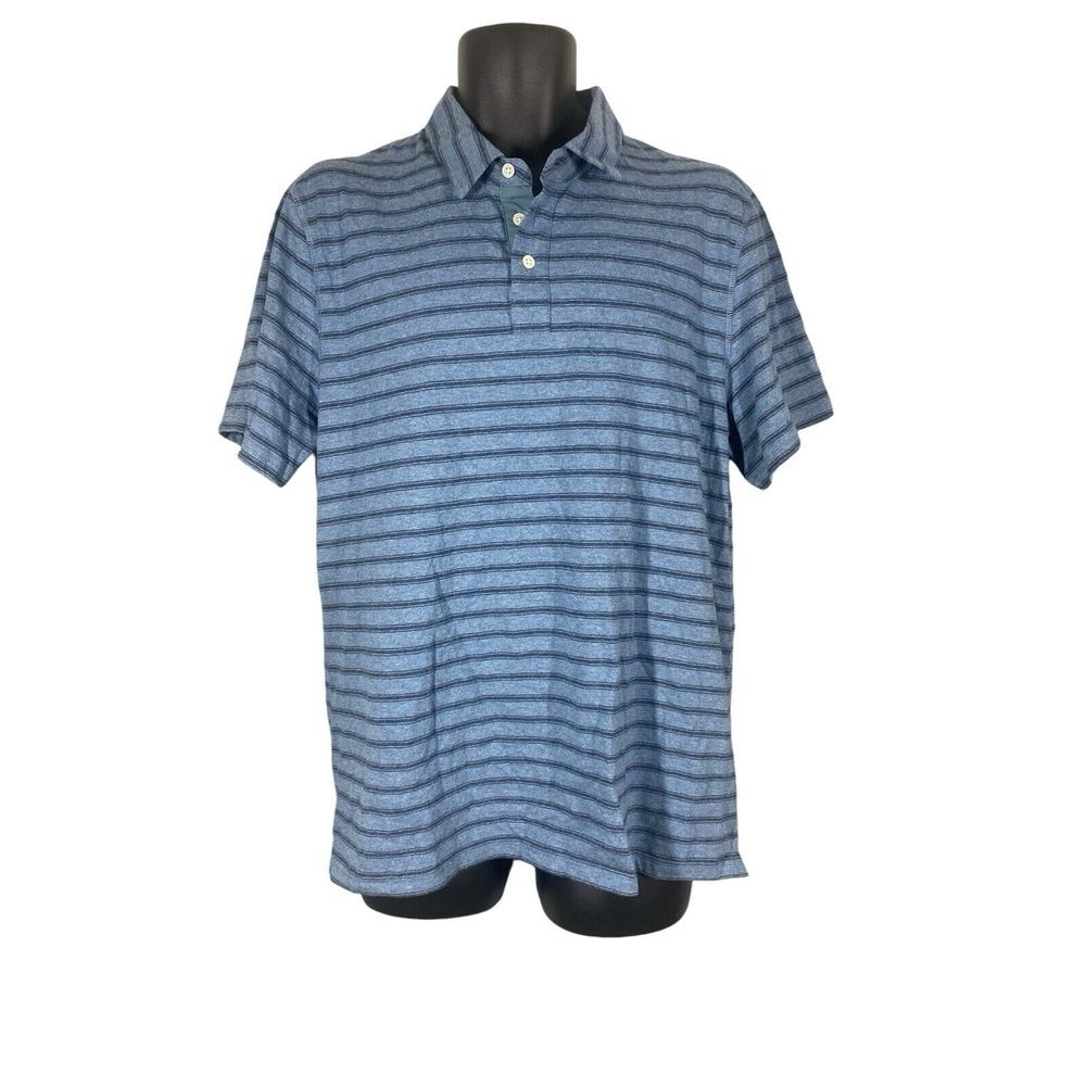 Rails Mens‎ Braxton Slate Marin Heather Stripe Polo Shirt Size Large